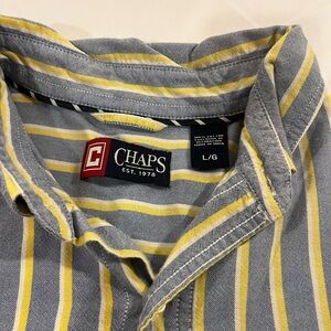 Chaps Gray and Yellow Striped Shirt